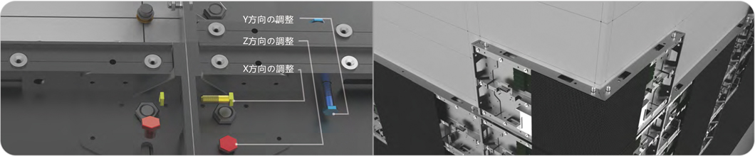 デジタルサイネージ　LEDビジョン　WPシリーズ　壁掛け設置時にX/Y/Z方向の調整可能